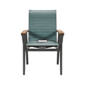 Modern Adjustable Outdoor Chair with Teak Armrests and Breathable Fabric