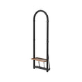 Modern Arched Floor Mirror with Wooden Shelf